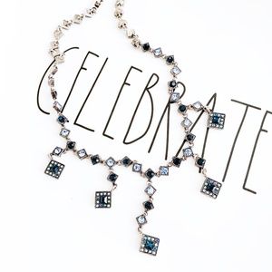 Blue Diamond Shape Rhinestone Necklace